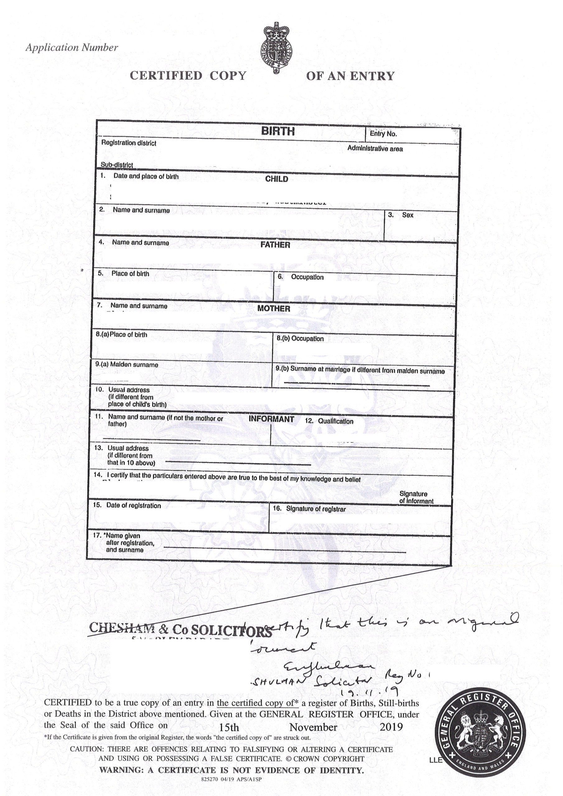 Birth Certificate Template Uk